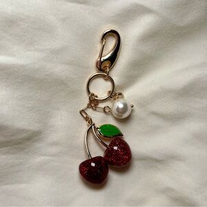 LC Lauren Conrad Cherry & Simulated Pearl Bag Charm NWOT